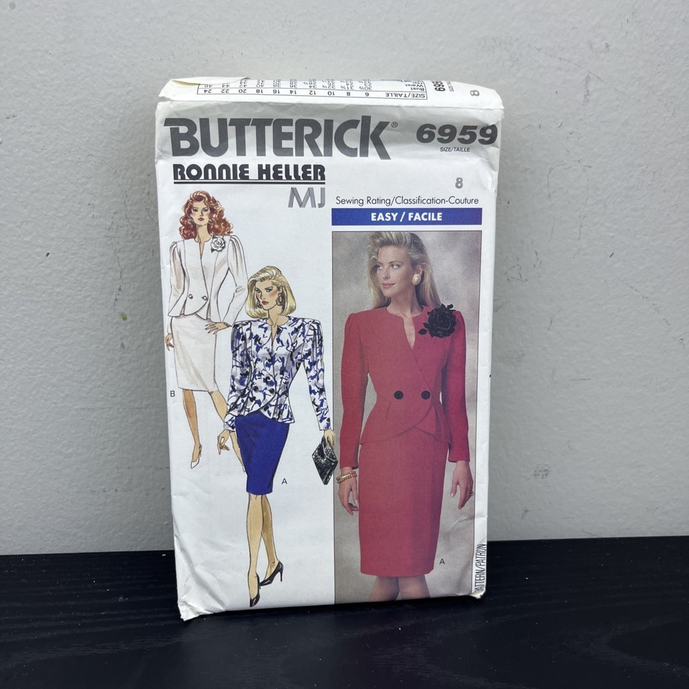 Vintage Butterick 6959 Ronnie Heller Jacket & Skirt Sewing Pattern Size 8